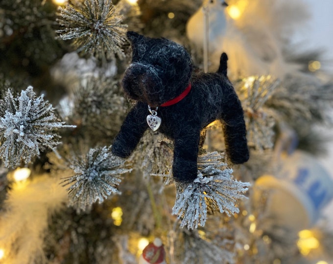 Needle Felted Cairn Terrier, Sculpture, Hanging Decoration, Christmas Decoration, Felted Dog, Wool Dog Sculpture