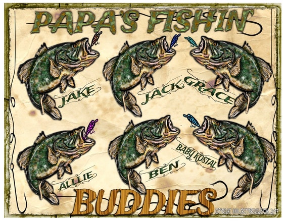 Gift Set PAPA'S FISHING BUDDIES Personalized Fishing T Shirt Kids Names  Added Free All Sizes Sm-3xl Bass Fishing, Fishing, Fish Tshirt 