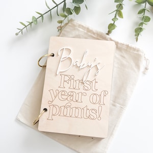 Year of Prints Book | Baby Keepsake, Footprints, Handprints, Wood, Toddler, Baby Shower Gift, First Holidays