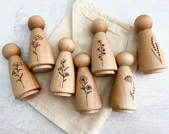 Wildflower Peg Dolls | Minimalistic, Simple, Montessori