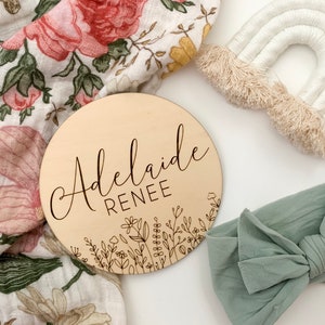 Floral Baby Name Sign | Birth Announcement, Newborn, Wildflower, Boho