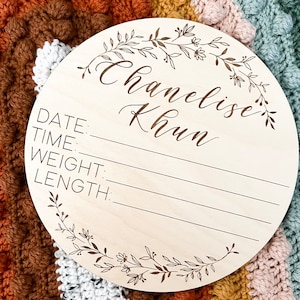 Floral Baby Announcement Sign | Birth Announcement, Newborn, Boho