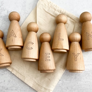 Personalized Name Peg Dolls | Minimalistic, Simple, Montessori