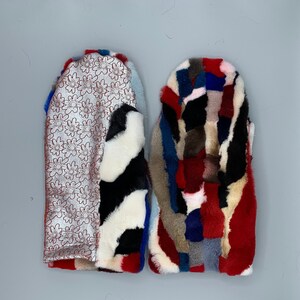 multicolor sheared mink mittens