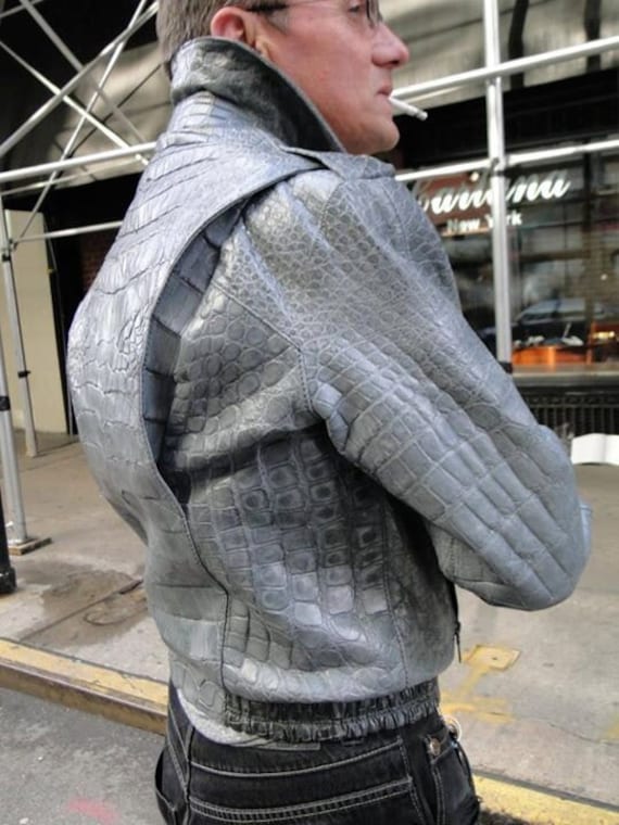 Genuine alligator leather jacket for men, real crocodile jacket