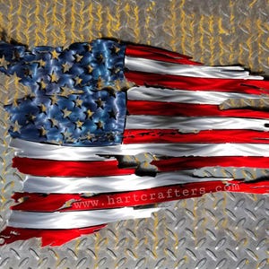 24&quot; Tattered Metal American Flag