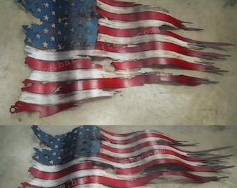 Battle-worn Metal American Flag Extreme Fade