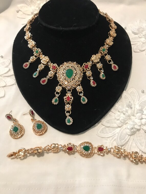 Victorian statement necklace set E4 - image 11