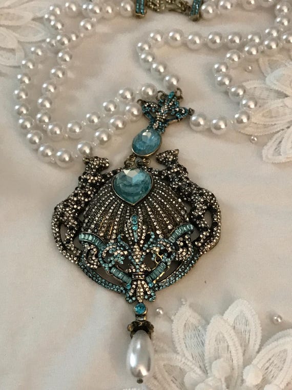 Bohemian leopard statement pear rhinestone neckla… - image 5