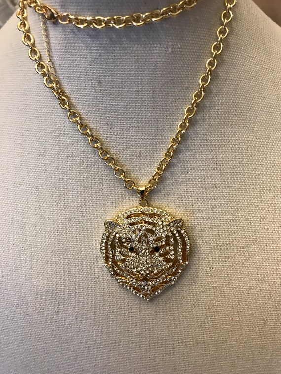 Eye candy tiger rhinestone necklace X - image 2
