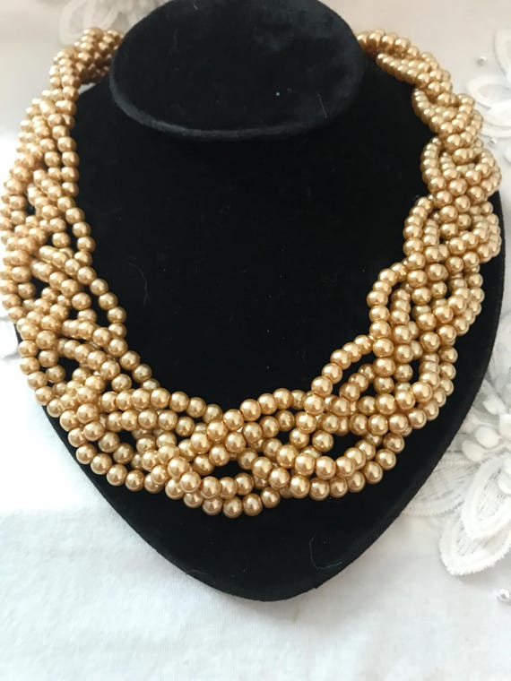 Glass pearl cream necklace H8