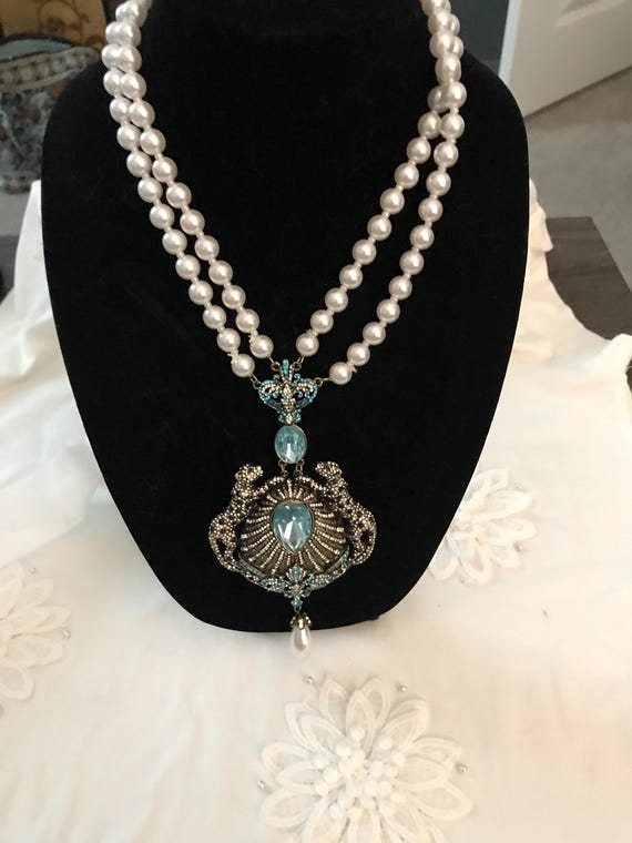 Bohemian leopard statement pear rhinestone neckla… - image 12