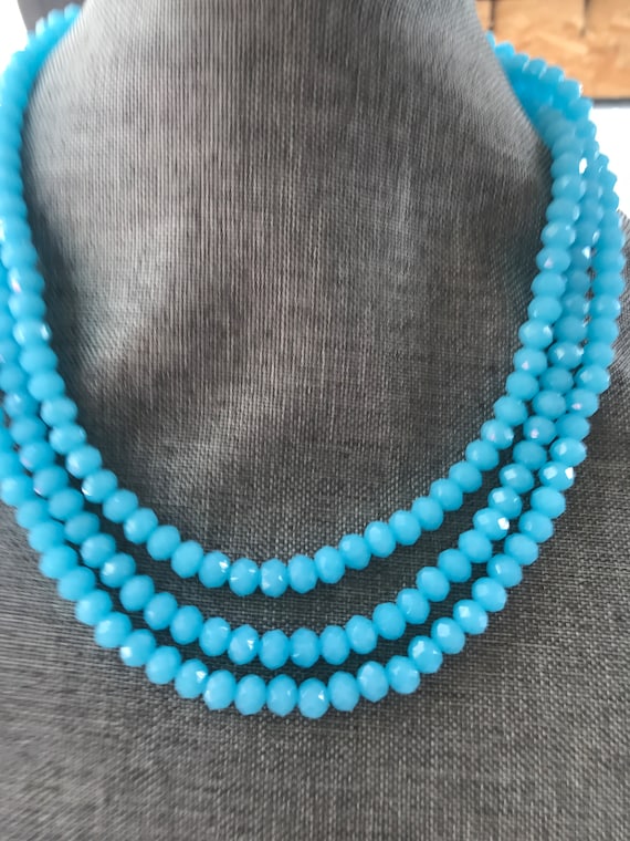 Frost blue crystal necklace K - image 1