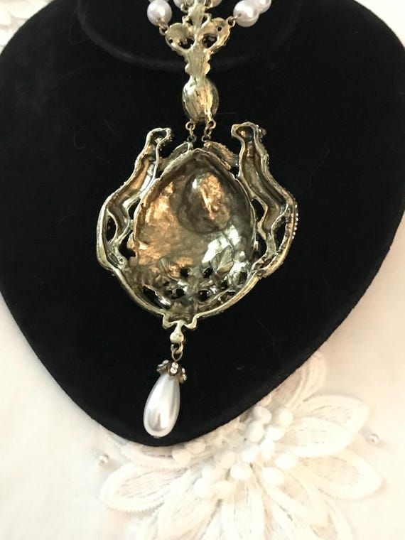 Bohemian leopard statement pear rhinestone neckla… - image 10