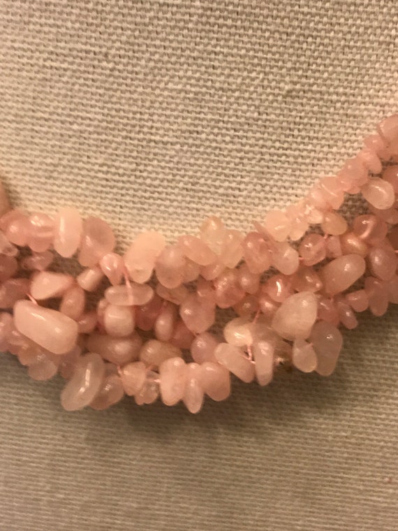 Pink rose  quartz chip stone necklace  T - image 7