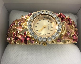 Flower enamel bracelet watch B7