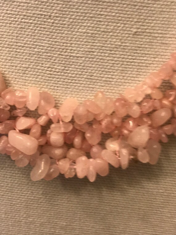 Pink rose  quartz chip stone necklace  T - image 2