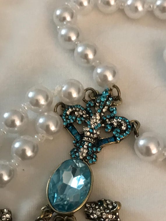 Bohemian leopard statement pear rhinestone neckla… - image 11