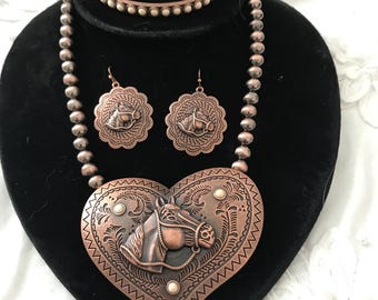 Koperen westernpaardenketting set H3