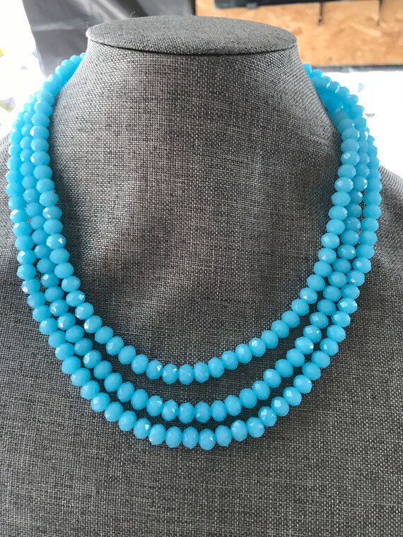 Frost blue crystal necklace K - image 5