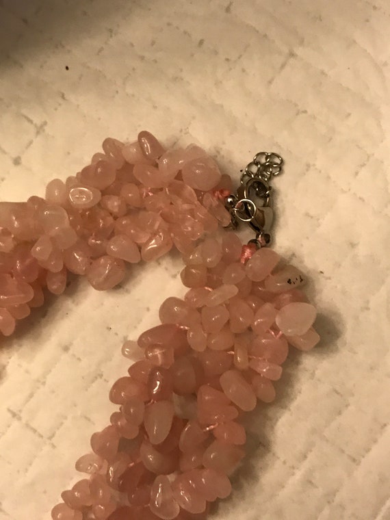 Pink rose  quartz chip stone necklace  T - image 6