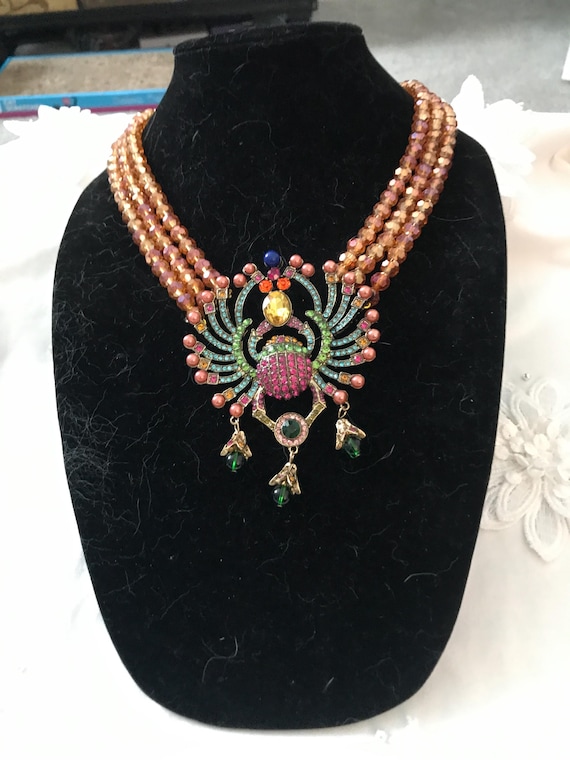 Lihanang yuan Rhinestone glass crystal stone spider necklace J3