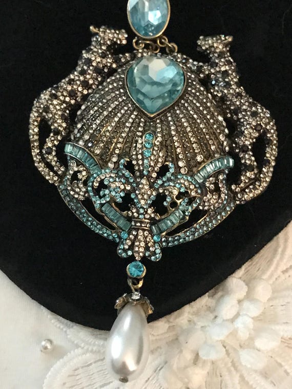 Bohemian leopard statement pear rhinestone neckla… - image 14