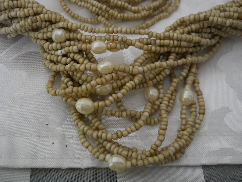 Beige Sea Bead Necklace Earring Bracelet Set #200