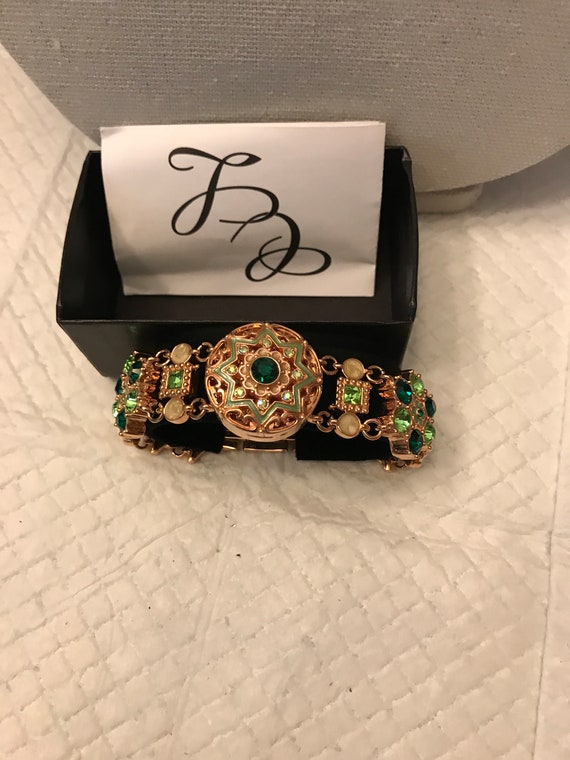 Colleen Lopes green rhinestone bracelet watch E