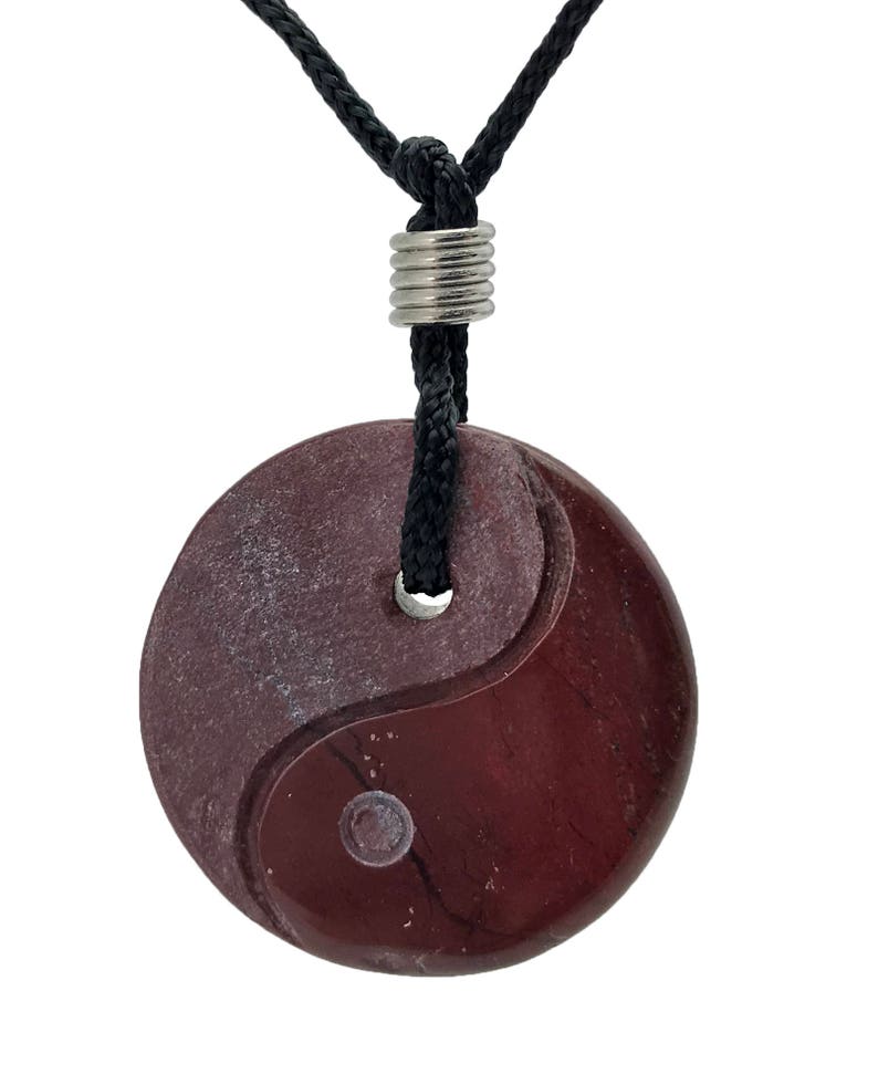 Kwan Yin Rhodonite Gemstone Pendant Hand Carved Stone Necklace