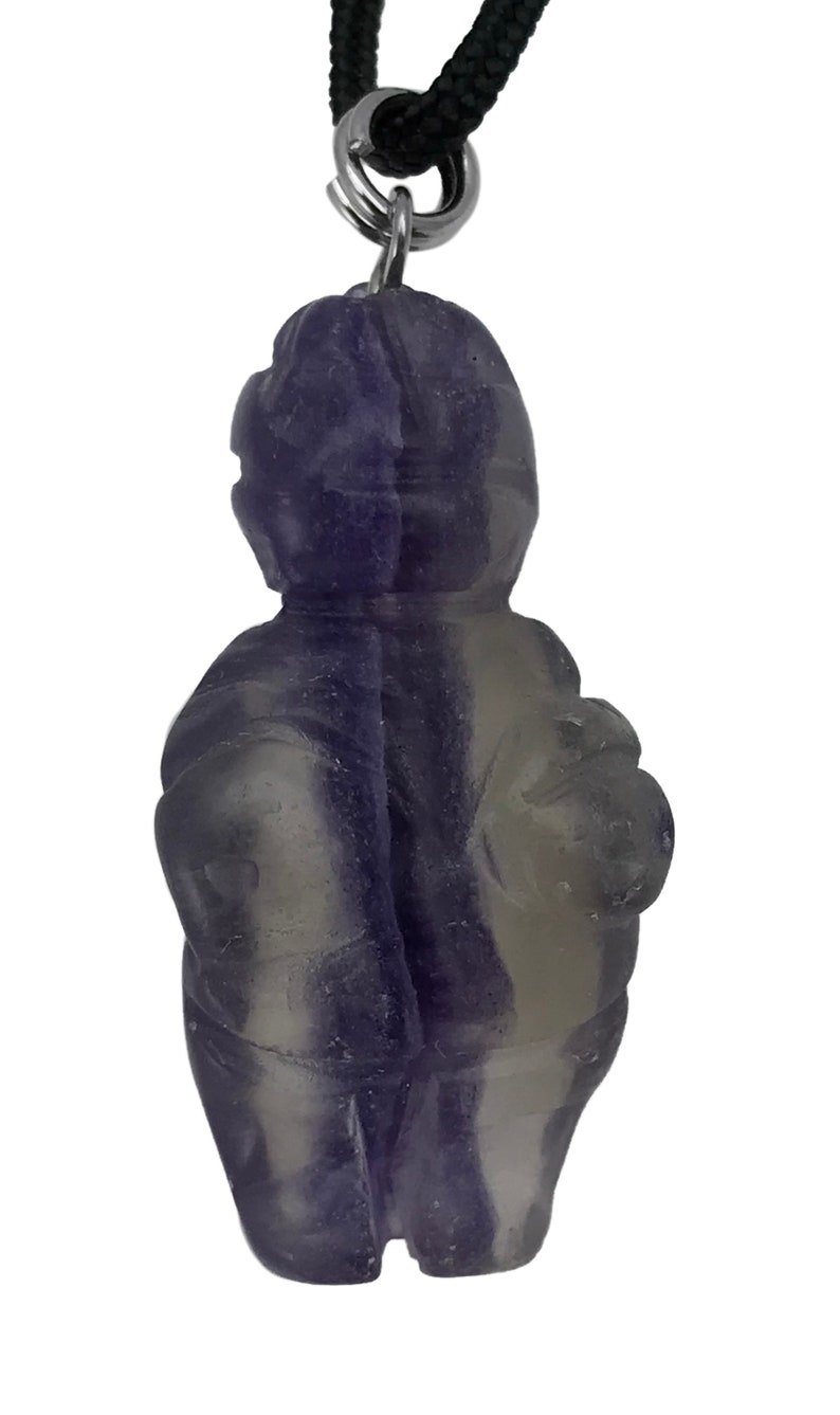 Venus of Willendorf Snowflake Obsidian Gemstone Pendant Hand Carved Goddess