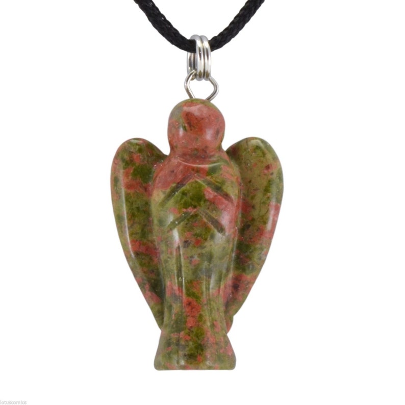 Bat Unakite Gemstone Animal Pendant Hand Carved Stone Necklace