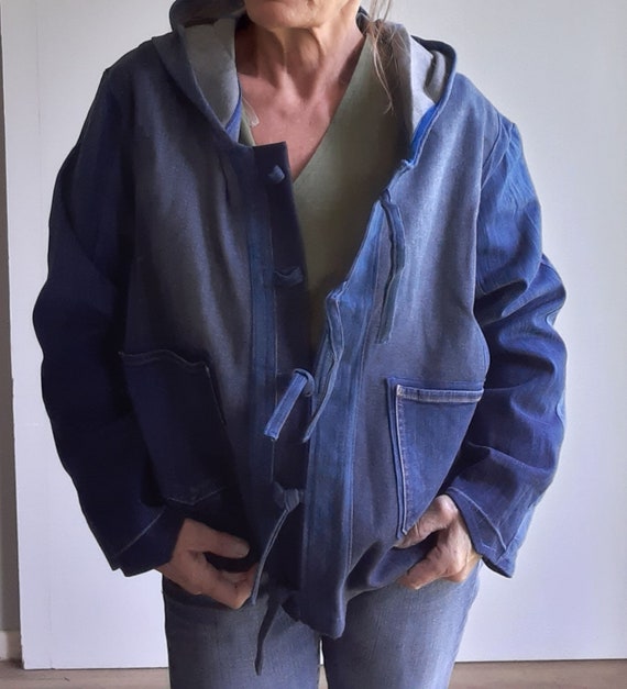 denim jean jacket with hoodie