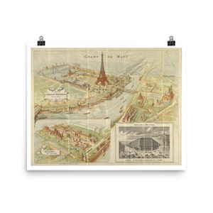 Souvenir Mapa de Paris Fine Art Print • 1889 'Souvenir de l'Exposition Universelle' Reproducción • Giclee Fine Art Print