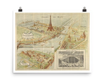 Carte souvenir de Paris Fine Art Print • 1889 'Souvenir de l’Exposition Universelle' Reproduction • Giclee Fine Art Print