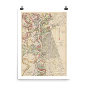 Mississippi Fluss Karte - Mäander Gürtel Karte - Fine Art Print - Fine Art Poster - Fluss Karte - Fluss - Teller 22 Blatt 12