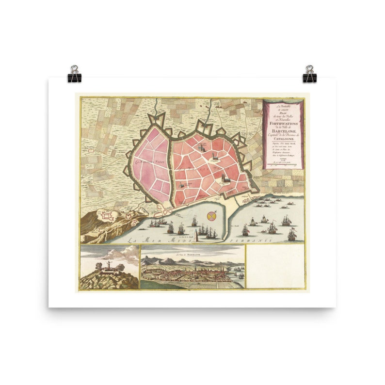 Carte de Barcelone - Barcelone - Carte espagnole - Carte de la ville - Carte historique - Carte du Vieux Monde - Impression d’art - Impression d’art - Art mural image 3