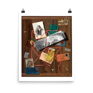 Impressão de belas artes de John Peto 'Prateleira de fotos para William Bunn' • Reprodução de pintura Trompe L’oeil • Impressão de belas artes giclée