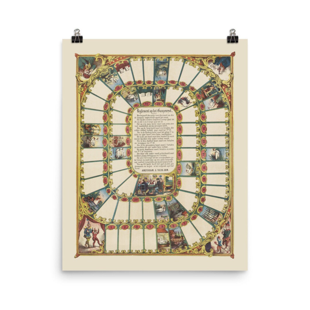 Goose Game Board Fine Art Print • Ganzenbordspel Vintage Game • Giclee ...