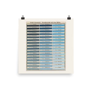 Blue Vintage Color Chart Fine Art Print • Giclee Fine Art Print