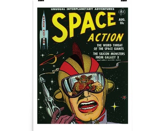 Space Action Comic Book Cover Fine Art Print • Giclee Fine Art Print