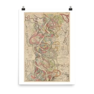 Fluss Karte - Mississippi Karte - Mäander Gürtel Karte Teller 22 Blatt 9 - Fine Art Print - Fine Art Poster - Karte