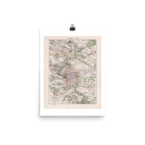 Französische Karte Kunstdruck • Karte von Paris Environs • Karte von Paris • Karte von Paris • Vintage Karte von Frankreich • Giclee Fine Art Print