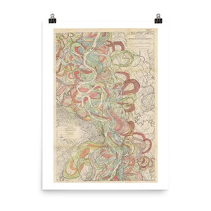 Mississippi Landkarte | Kunstdruck | Fine Art Poster | Kunstdruck | Mäander Gürtel Karte Teller 22 Blatt 6