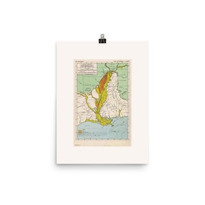 CARTE CÔTIÈRE DU CENTRE DU GOLFE DES ÉTATS-UNIS Fine Art Print • Carte des États-Unis • Carte de la vallée alluviale du fleuve Mississippi • Giclee Fine Art Print