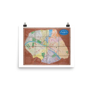 パリの地図 1842 ファインアートプリント • 「バウアーケラー ジオモントグラフィー法によるパリの新しいレリーフ地図」 • ジクレーファインアートプリント