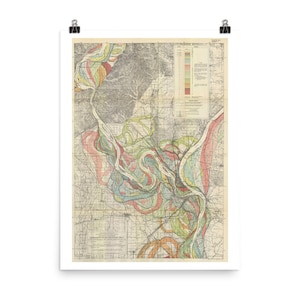 Mississippi Landkarte | Kunstdruck | Fine Art Poster | Landkarte Druck | Mäander Gürtel Karte Teller 22 Blatt 1