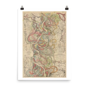 Mappa del fiume Mississippi - Mappa del delta del fiume Mississippi - Mappa del bacino del fiume Mississippi - Mappa - Stampa fine art - Tavola 22 Foglio 8