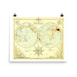 Weltatlas Fine Art Print • Vintage Welt atlas • Geografisch Karte der Welt • Vintage Weltkarte • Giclee Fine Art Print
