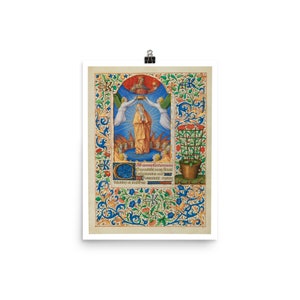 De kroning van de Maagd Fine Art Print • Verlichte Manuscript Illustratie • Giclee Fine Art Print